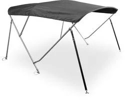BREG Biminitop | RVS 3-boogs | Breedte 264 <> 283 cm - Hoogte 137 cm - Zwart doek