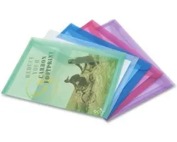 ECO Documentenmappen A3 met Drukknoop - Set van 5 - Diverse Transparante Kleuren