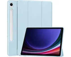 Hoesje geschikt voor Samsung Galaxy Tab S10 Plus / S9 Plus / S9 FE Plus / S8 Plus / S7 Plus / S7 FE - Screen Protector GlassGuard - SmartDefend Book Case Cover Kunstleer Aquablauw & Screenprotector