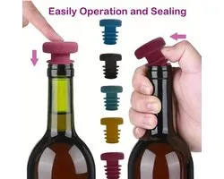Bouchons à vin - Bouchons à vin - Bouchons de bouteille - 5 bouchons à vin en silicone - Bouchons de bouteille réutilisables