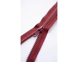 Deelbare rits 35cm bordeaux - polyester stevige rits met bloktandjes