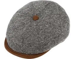 Winterpet Flatcap met voering, 8-Panel Fiebig Cap grijs gemeleerd maat 61