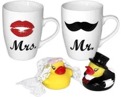Set van 2 Kopjes Mr & Mrs voor Bruidspaar