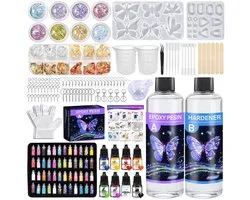 SVN® Epoxy Starterspakket - Zelf Sieraden Maken Set – Resin Starterskit Inclusief Giethars En Mallen – Veelkeurig - 21cm x 21cm x 11cm;1.35 kg