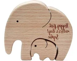 Valink Elephant wooden ornament desktop decor for mother and child