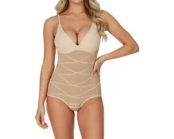 Body correcteur gainant pour femme - Avec Bracelets réglables - Beige - Taille XXL - Body correcteur pour femme - Correcteur fort - Body invisible - Sous-vêtements correcteurs pour femme - Shapewear