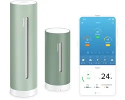 Netatmo Slim Weerstation ORIGINAL – 2e Generatie – CO2 & Geluidsmeter – Temperatuur, Luchtkwaliteit, UV & Pollen – Binnen & Buiten – Werkt met Apple Home, Alexa, Google