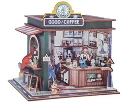 Koffiebar - Coffee Shop met verlichting Houten Modelbouw Creatief & Educatief