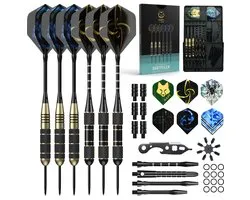 Napi Darts - 6 Dartpijlen (64-delig) - 23, 24, 25, 26 Gram Dartspijlen - 2 Sets Premium Brass Pijlen - Steeltip - Inclusief Dart Flights & Case