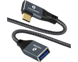 SnelShoppen - USB C naar USB Female Kabel 0.5M - USB 3.0 Aansluiting, 90 Graden Hoek, OTG Kabel voor LG G6 G5 V20, Hoogwaardige Gegevensoverdracht