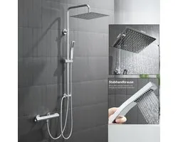 Auralum Max Douchesysteem - Regendouche Ø 30 cm - Met Vierkant Handdouche - Doucheset - Verstelbare Hoogte 72-110 cm - Regendoucheset - Waterbesparend - Chroom