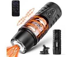 Lusties AI Partner – Luxe Interactieve Masturbator – Video Sync & AI Technologie – 7 Rotatie- & 7 Thrustingstanden – Verwarmingsfunctie – Handsfree met Zuignap – Zwart