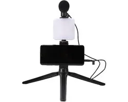 Trépied Selfie - Lampe Selfie Téléphone - Création de Contenu - Support Stable Réglable - 19 cm - Noir