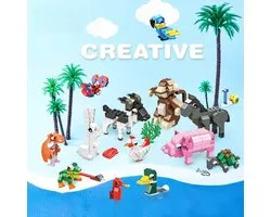 WOMA Creative - 16 Animaux différents - Jeu de construction Animaux - Kit de construction - Blocs de construction - Jeu de construction - Puzzle 3D - Mini blocs - Compatible avec les blocs de construction Lego - 970 pièces