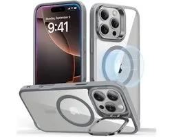 ESR Hoesje Geschikt voor Apple iPhone 16 Pro Max - Classic Hybrid HaloLock - Compatibel met MagSafe / Qi2 en ESR HaloLock - Back Cover met Standaard - Camera Kickstand - Transparant Grijs