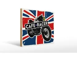 Holzschild Motorcycle Cafe Racer Motorrad UK 40x30cm Geschenk