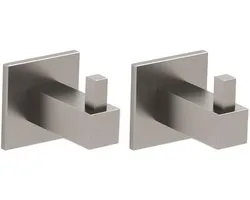 Kon-fort Home Towel Hook, Square Bathroom, 2 Pieces, Design, Stainless Steel, for Hanging Towels, Bathrobes, Hats - ShopVlot