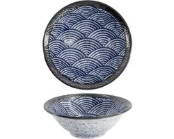 Tokyo Design Studio - Aisai Seigaiha Kom - 750 ml - 20 cm - Blauw/Wit - Porselein