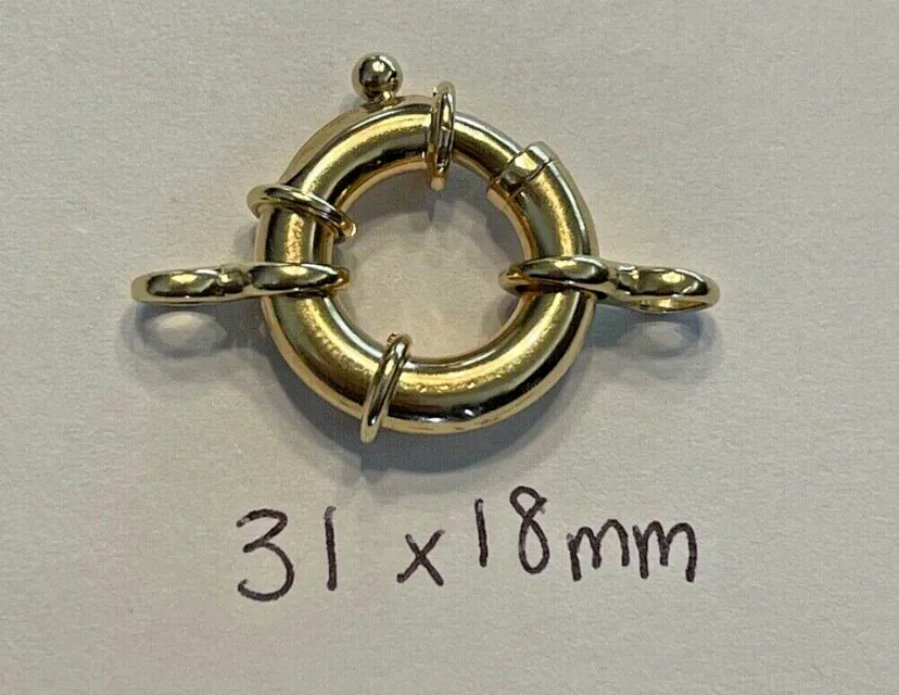 Jumbo SPRING RING 14K Solid Yellow Gold Clasp 18mm x 31mm NEW OLD STOCK