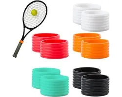 10 Anneaux de Grip de Raquette en Silicone – 2 x 1 cm – Anneaux de Fixation Antidérapants pour Raquettes de Tennis, Raquettes de Squash, Raquettes de Badminton et Battes de Baseball – Set de 5 Couleurs
