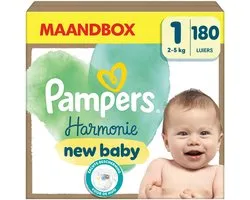 Pampers Harmonie Couches Taille 1 - 180 Couches - 2kg-5kg - Pack 1 Mois