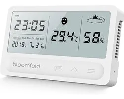 Bloomfold Digitale Hygrometer - Thermometer voor binnen - Luchtvochtigheidsmeter - Weerstation - Wit