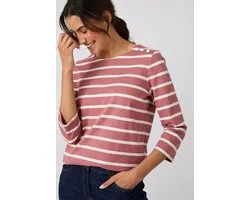 Damart - T-shirt rayé en pur coton - Femme - Rose - M