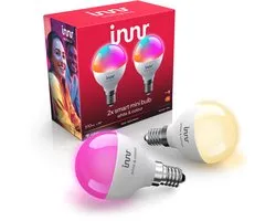Ampoule connectée Innr Zigbee E14, compatible avec Hue*, Homey et Home Assistant, Wit et couleur, 16 millions de couleurs, intensité variable, 510 lumens, lot de 2