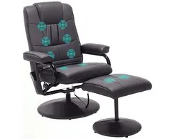 HOMCOM Fauteuil de massage avec tabouret Fauteuil TV Fauteuil relax cuir artificiel 700-037V01