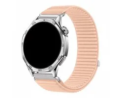 Nylon bandje - geschikt voor Garmin Venu 2s / 3s / 4 (41mm) / Vivoactive 4s / Forerunner 255s / 265s - Huawei Watch GT 5 Pro - 42mm / GT 6 / GT 5 / GT 4 - 41mm - ribbel - roze