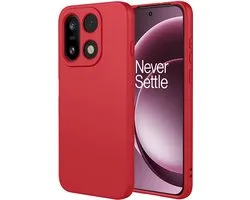 MobyDefend Hoesje - Compatible avec OnePlus 15 - Matte Siliconen Backcover - Rouge Framboise