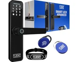 Flient® Smart Lock Advanced - Slimme Deurslot - Deurklink met Vingerafdruk - Met Flient APP & WiFi - BlueTooth - Kantoor Slot - Zwart - Anti inbraak