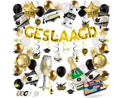 Fissaly Geslaagd Versiering Feestpakket – Afgestudeerd Slingers & Ballonnen – Decoratie Graduation