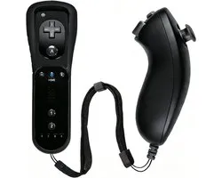Geschikt voor Wii-controllers (links- en rechtshandig), Wii-controller met rechte handgreep + controller met gebogen handgreep, inclusief siliconenhoes en polsband