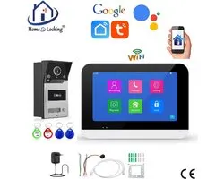 Smart WIFI deur intercom/videofoon touchscreen met bediening via Smart Life APP werkt met Alexa en Google spraaksturing.T-2302