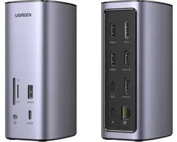 UGREEN 12-in-1 USB C Docking Station voor Windows en MacOS - Triple Display 2HDMI DP 4K@60Hz, 10Gbps Data, 100W PD, Ethernet, Audio, SD/TF voor MacBook en Windows PC