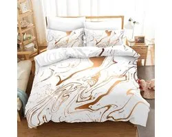 Fansu 3pcs Bedding Set Double Bed, 3D Print Effect Microfiber Complete Set Zip Easy Care Soft Breathable - 1 Duvet Cover with 2 Standard Pillowcases (White tie dye, Double-200x200)