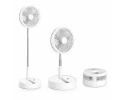 Guardyan® Ventilateur sur pied pliable sans fil – Rechargeable USB-C – Ventilateur sur trépied silencieux – Mini ventilateur sur pied – Hauteur réglable – Petit rafraîchisseur d'air – Climatiseur mobile - Ventilateur de sol – Blanc
