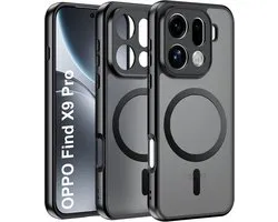 Geschikt voor Oppo Find X9 Pro - Geschikt voor Mag - Met 2 Screenprotector - Acryl Back Cover Hoesje - Mat Zwart