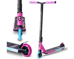 Suotu Stuntstep - Step - Kinderstep - Silent axle - Speelgoed Jongens/Meisjes - Maximale stuurhoogte: 78 cm - Aluminium -Blauw/Roze