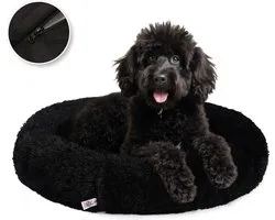 Pet Perfect Premium Donut Lit pour chien 80 cm – Coussin moelleux pour chien – Lit pour chien – Zwart – Avec fermeture éclair – Lavable – Extra rempli