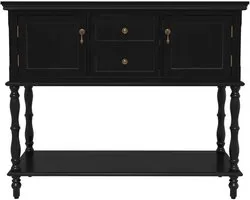 Home & Beyond® Table Console avec Tiroirs - Table d'Appoint avec Meuble de Rangement - Buffet avec Étagère Inférieure - Table d'Entrée pour Salon et Entrée - Noir Bleu Vert - 106,5x35,5x86,5 cm