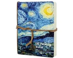 Multicolor schetsboek A5 met sterrennacht ontwerp schetsboeken voor kinderen en volwassenen 80 pagina’s blanco tekenboek met koordsluiting en bladbedel voor tekenen schrijven en notities