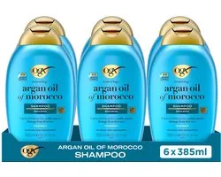 Shampooing OGX à l'huile d'argan du Maroc, sans sulfate, redonne brillance et force, pour Cheveux Droog et sans vie, formule légère, 6 x 385 ml