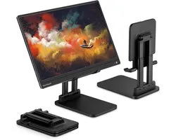 Pepper Jobs SSS-T6 (Solid Sturdy Stand) Foldable Extendable & Adjustable Stand for Tablet/Portable Monitor/Laptop. Dual-Pole Support. Ideal for 12 to 17 inch Larger Devices (Black)