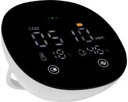 Smartwares FGA‑13950 Luchtkwaliteitsmeter – CO₂, Kooldioxide, Temperatuur & Vochtigheid Monitor – 10 Jaar Sensor & Batterij – LED Kleurindicatie, Ventilatie Alarm – Voor Huis, Kantoor, Slaapkamer, School, Gezond Binnenklimaat