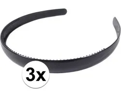 3x Zwarte dames diadeem/haarband 1,5 cm breed