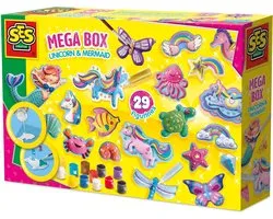 SES Creative Gieten en schilderen - Mega box unicorn en zeemeermin - Knutselen - Sneldrogend - Voor Meisjes Vanaf 5 Jaar - 600 gram gips