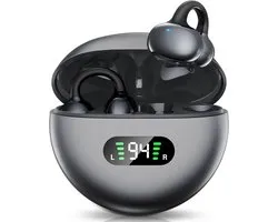 Clip-On Bluetooth Earbuds,Open-Ear Sports Headphones,Wireless bone conduction earphones,Innovative Earhook Design for Fitness,180 hours standby time, Secure Fit, Water and Dust Resistant (Black)