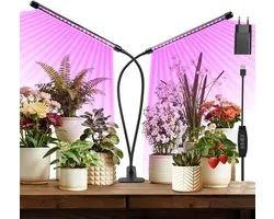 Plantenlamp LED Volledig Spectrum - Groeilamp met Timer & 10-Stands Dimbaar - Hoge PPFD voor Hydrocultuur, Binnentuin, Bloemen & Groenten - Ideaal voor Kieming, Groei & Bloei - Zwart - 1 Stuk